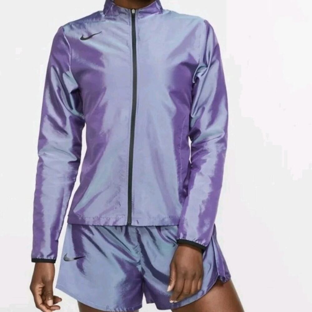 Nike Women's Iridescent Future Air Running Windbreaker Jacket Purple Size Small